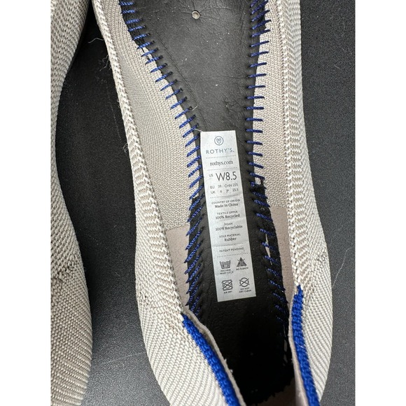 Rothy's Gray Flax Birdseye The Point Ballet Flat Size 8 1/2 MISSING INSOLES - Picture 2 of 7